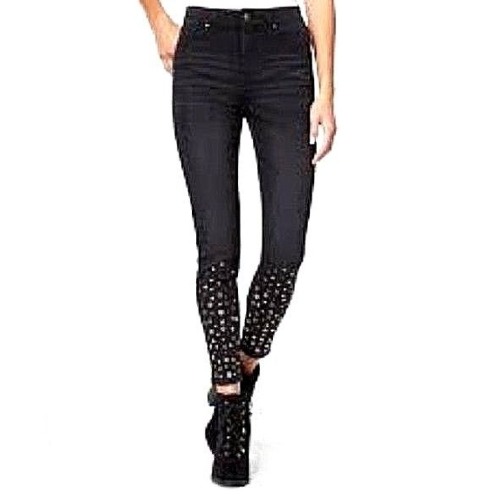 Tinseltown Juniors Black Studded Skinny Jeans